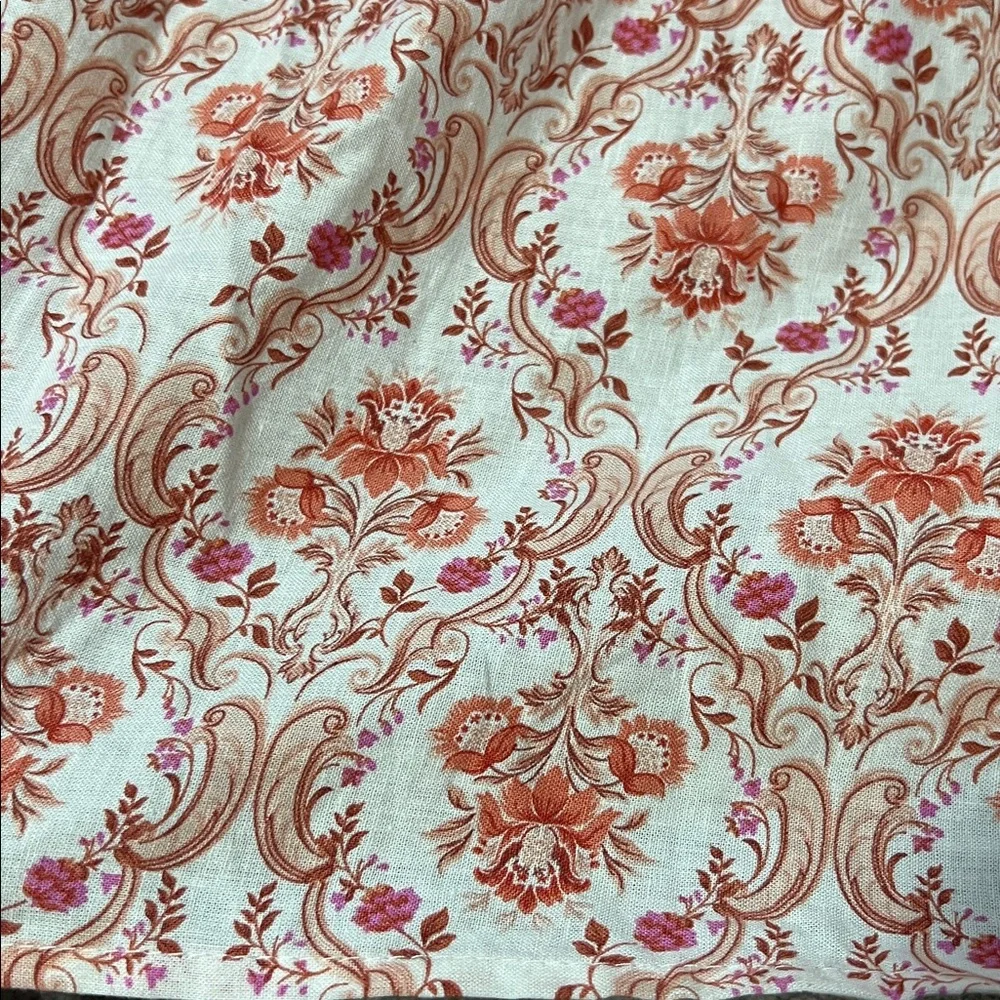 Cynthia Rowley Linen Blend Tiered Floral Paisley Maxi Skirt Size small